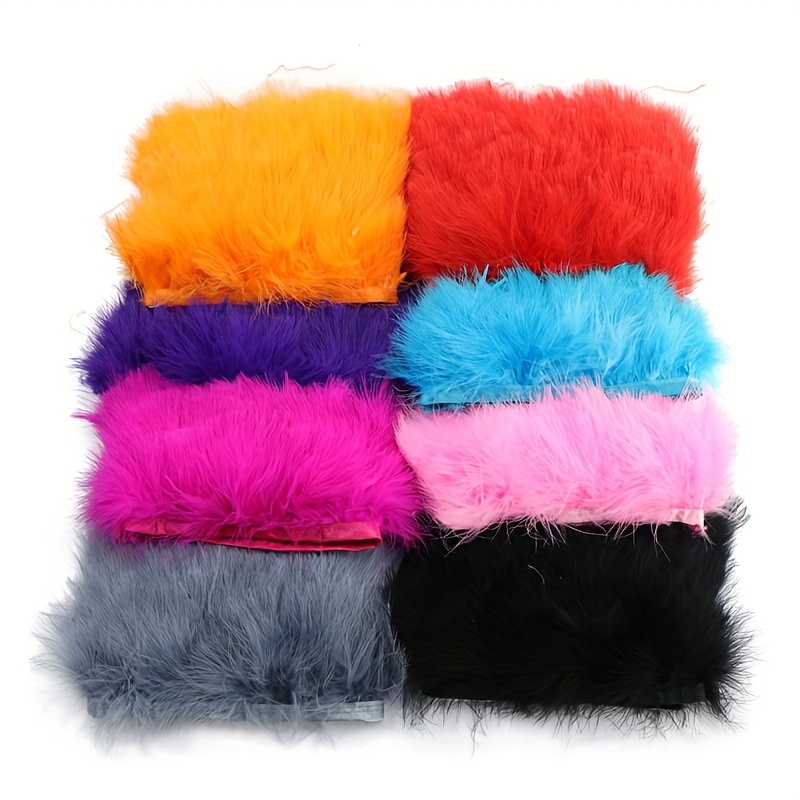 Fringe Ribbon Sewing - ริบบิ้นขนไก่งวงฟูฟ่อง ขนาด 8-10 ซม. ขนมาลาบู สำหรับงานฝีมือ