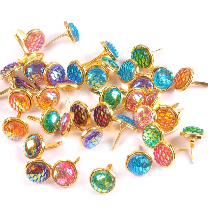 Embellishments For Scrapbooking - 13X13Mm 20Pcs Mix SquamaรูปแบบBradsสำหรับDIY Scrapbooking Embellishments