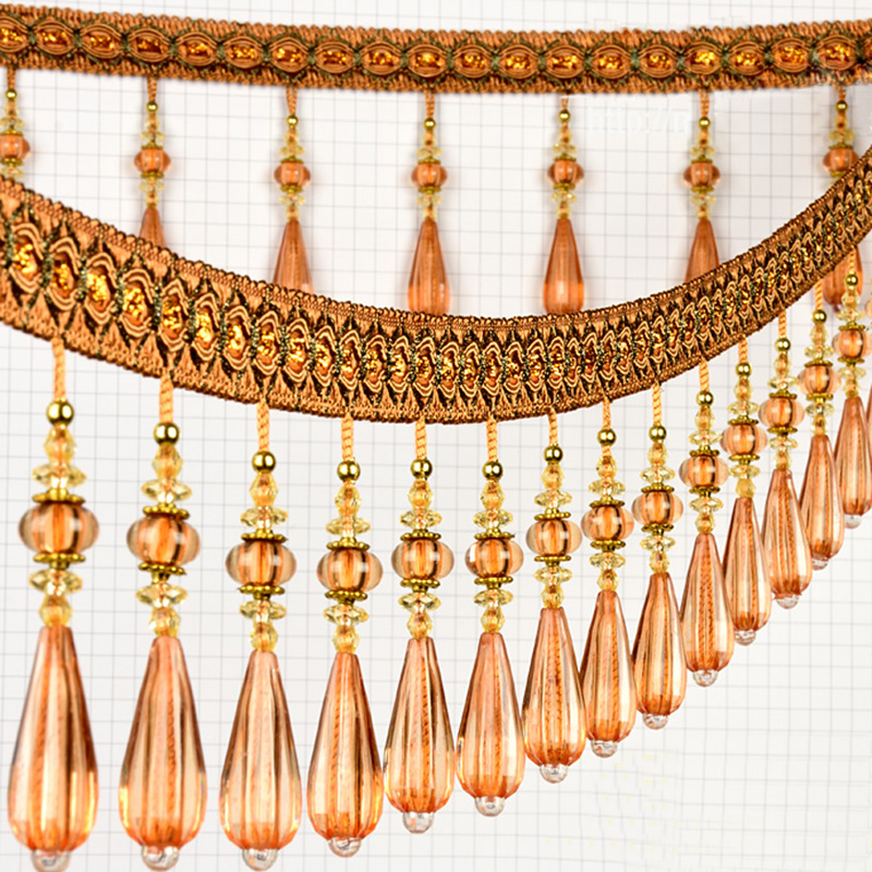 Beaded Trim Fringe - 1M จี้คริสตัลพู่หยดลูกปัด Fringe Lace Trim เย็บอุปกรณ์เสริมสําหรับเบาะโคมระย้าผ้าปูโต๊ะผ้าม่านพู่