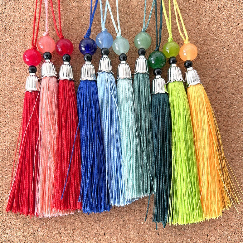 Beaded Trim Fringe - พู่ไหมพรมทำมือเนื้อนุ่ม 5/10/20 ชิ้น ประดับด้วยลูกปัดหยก สำหรับงาน DIY
