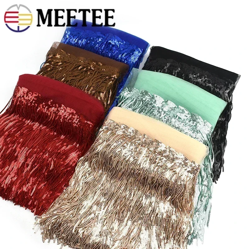 Beaded Trim Fringe - 2/5/10หลาเลื่อมปักขอบพู่ประดับลูกไม้ริบบิ้นแวววาวสายผ้าประสิทธิภาพการเต้น DIY เสื้อผ้าเย็บขอบ