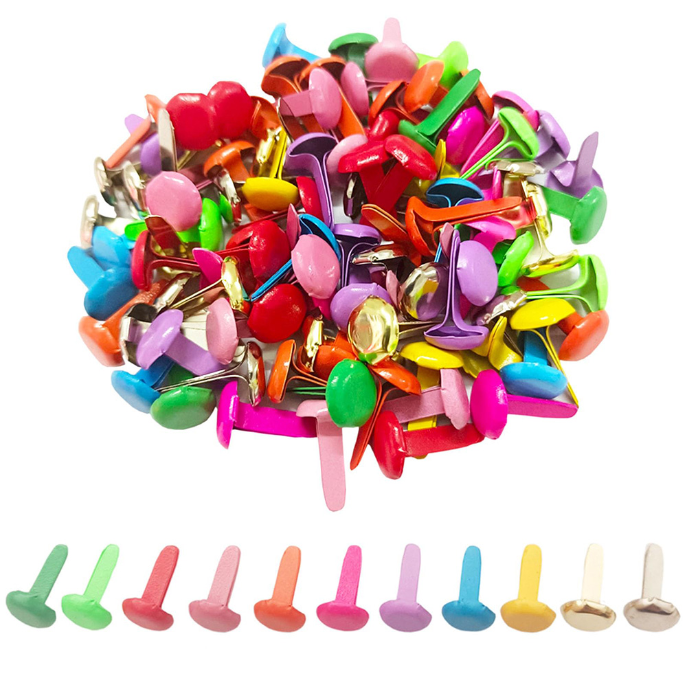 Embellishments For Scrapbooking - หมุดโลหะทรงกลมลายผสม 100 ชิ้น/ถุง สำหรับงาน DIY สมุดภาพ