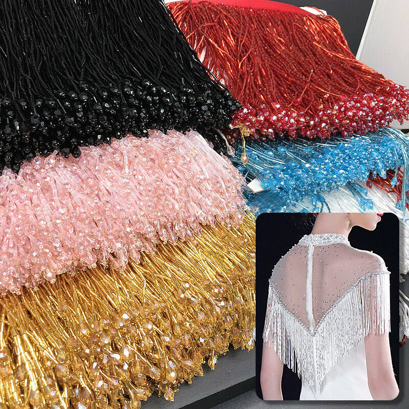 พู่ประดับลูกปัดพู่ลูกไม้คริสตั - Beaded Trim Fringe บทวิจารณ์และราคา