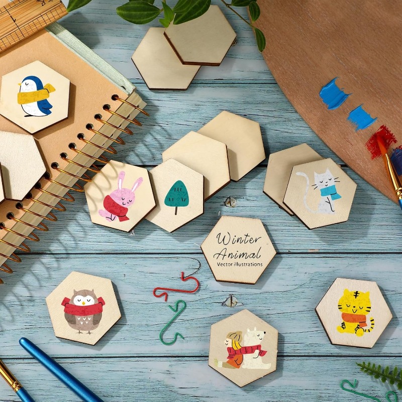 ชิ้นงานไม้หกเหลี่ยมขนาด 4 ซม.  - Embellish Craft บทวิจารณ์และราคา