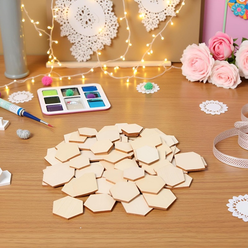 ชิ้นงานไม้หกเหลี่ยมขนาด 4 ซม.  - Embellish Craft บทวิจารณ์และราคา