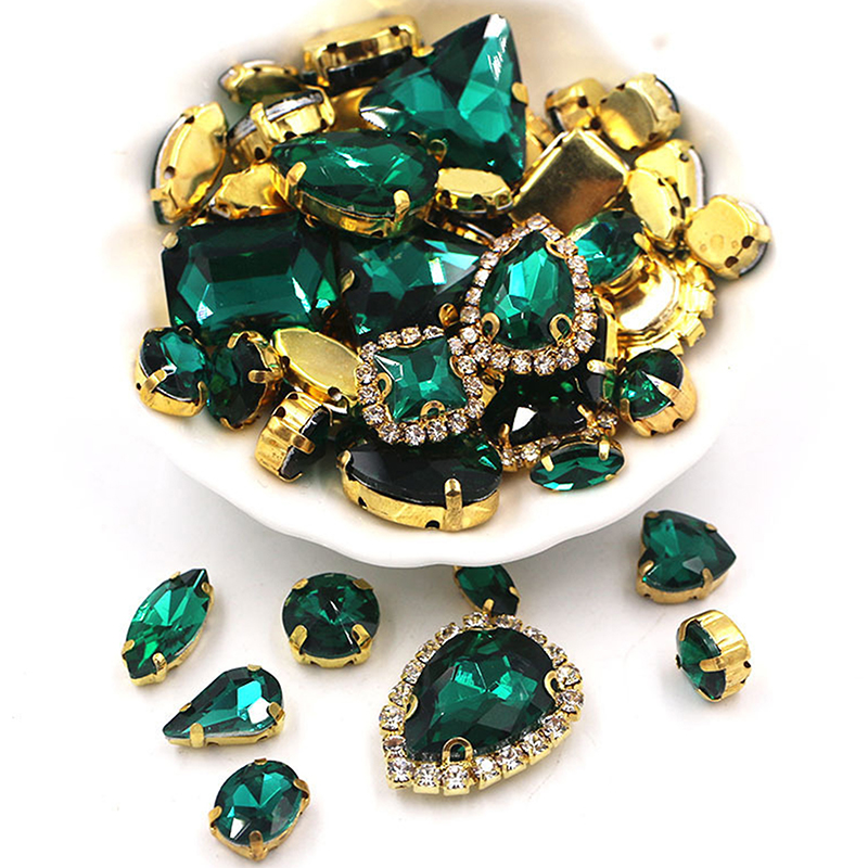 คริสตัลแก้วรูปทรงต่างๆ 24 สี จ - Sew On Rhinestone บทวิจารณ์และราคา