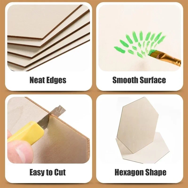 แผ่นไม้หกเหลี่ยมขนาด 10-120 มม - Embellish Craft บทวิจารณ์และราคา