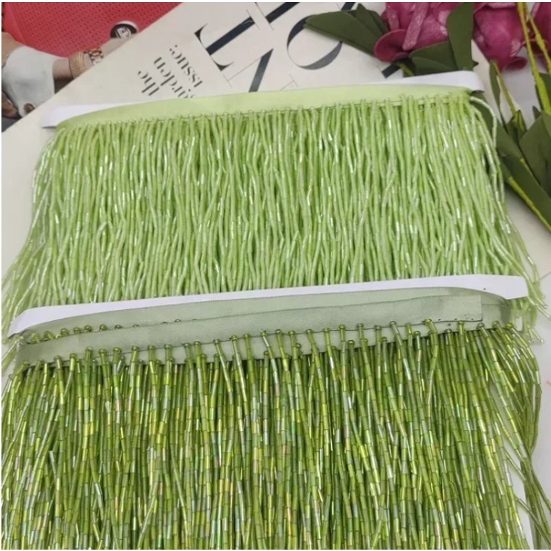 พู่ประดับลูกปัดสีเงินแดงขนาด 1 - Beaded Trim Fringe บทวิจารณ์และราคา