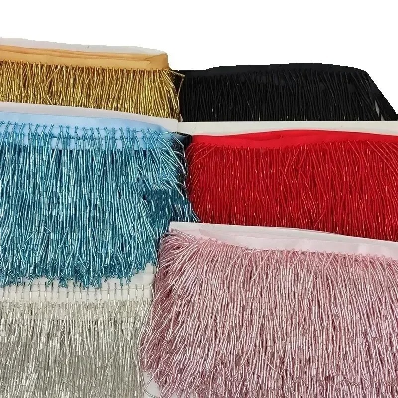พู่ประดับลูกปัดสีเงินแดงขนาด 1 - Beaded Trim Fringe บทวิจารณ์และราคา