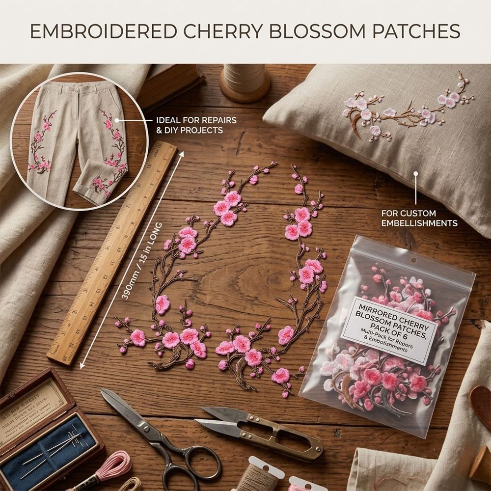 แพทช์ลายดอกซากุระ DIY สำหรับรี - Applique Patch Flower บทวิจารณ์และราคา