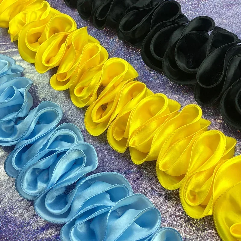 5 หลาจีบ Ruffled Trim เงาซาติน - Fringe Ribbon Sewing บทวิจารณ์และราคา